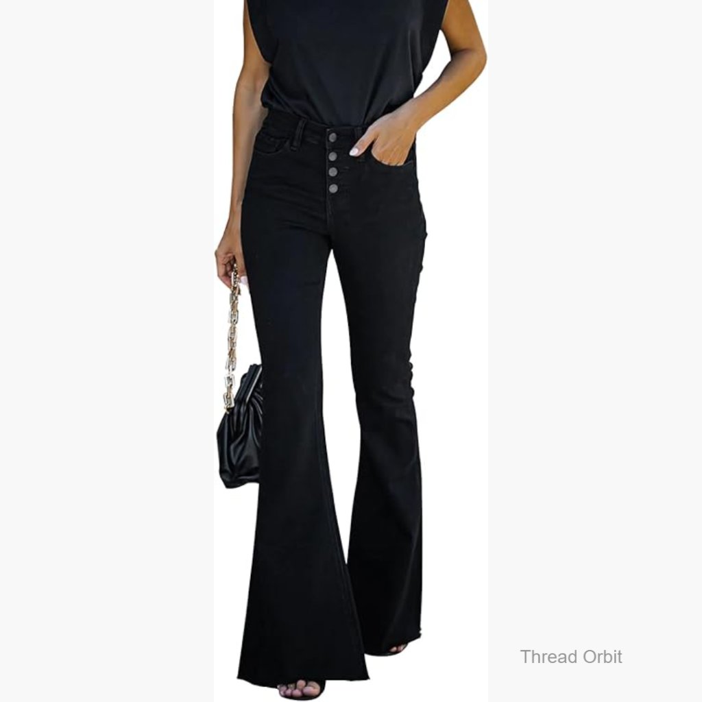 High Waisted Flare Bell Bottom Jeans Stretchy Denim Wide Leg Bootcut